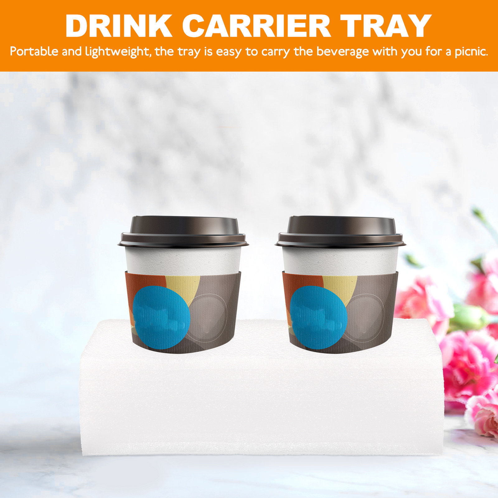 Coffee Tea Drink - 2Pcs Drink Carrier Tray Multi-Hole Cup