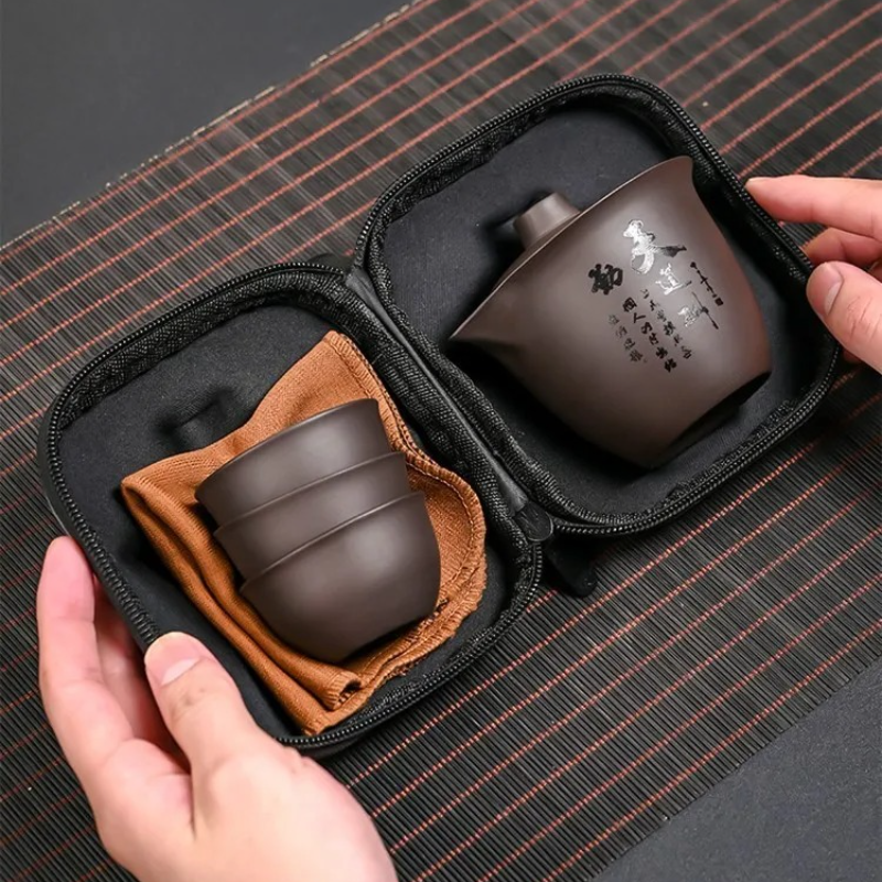 Gongfu Tea Set - 1 set Portable ZhiShaTeapot Teacup Set