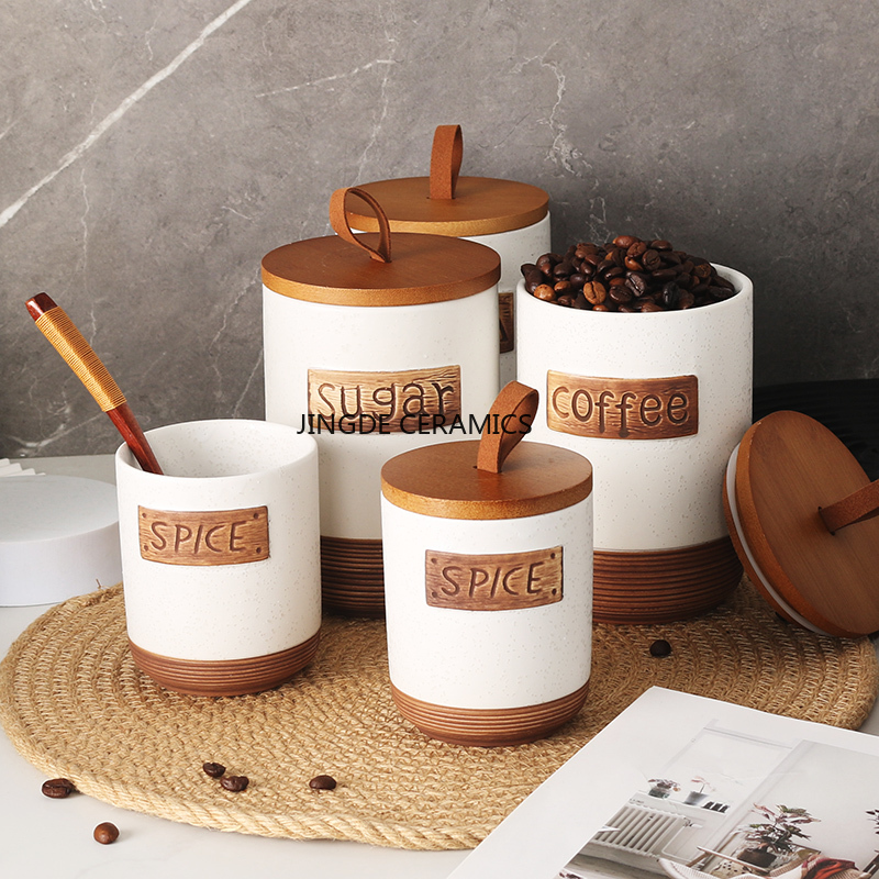 Coffee Tea Sugar Canister Set - 1pc Ceramic sealed jar Coffee sugar