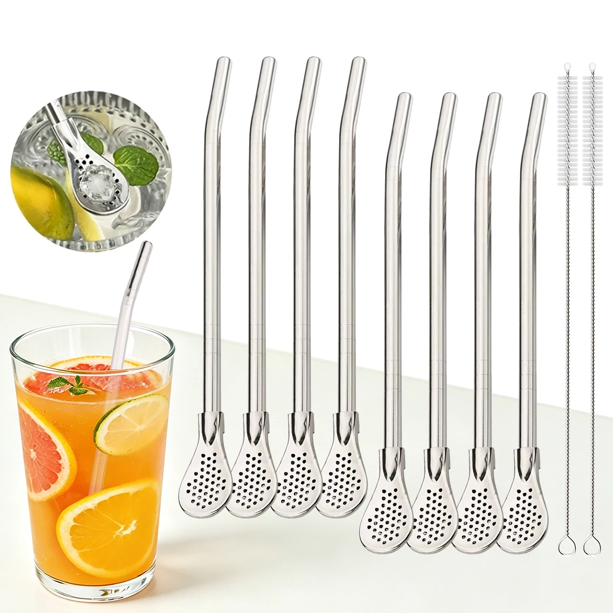 Coffee Tea Games - 8pcs Filter Tea Straw Spoon Set