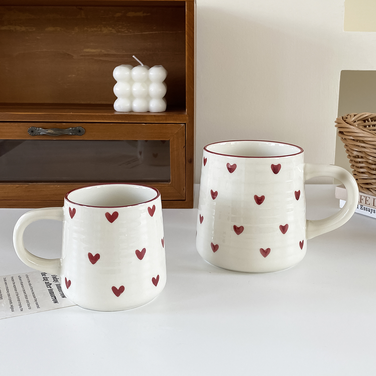 Coffee Tea Latte - Heart-Shaped Ceramic Mug, Cute Little Heart