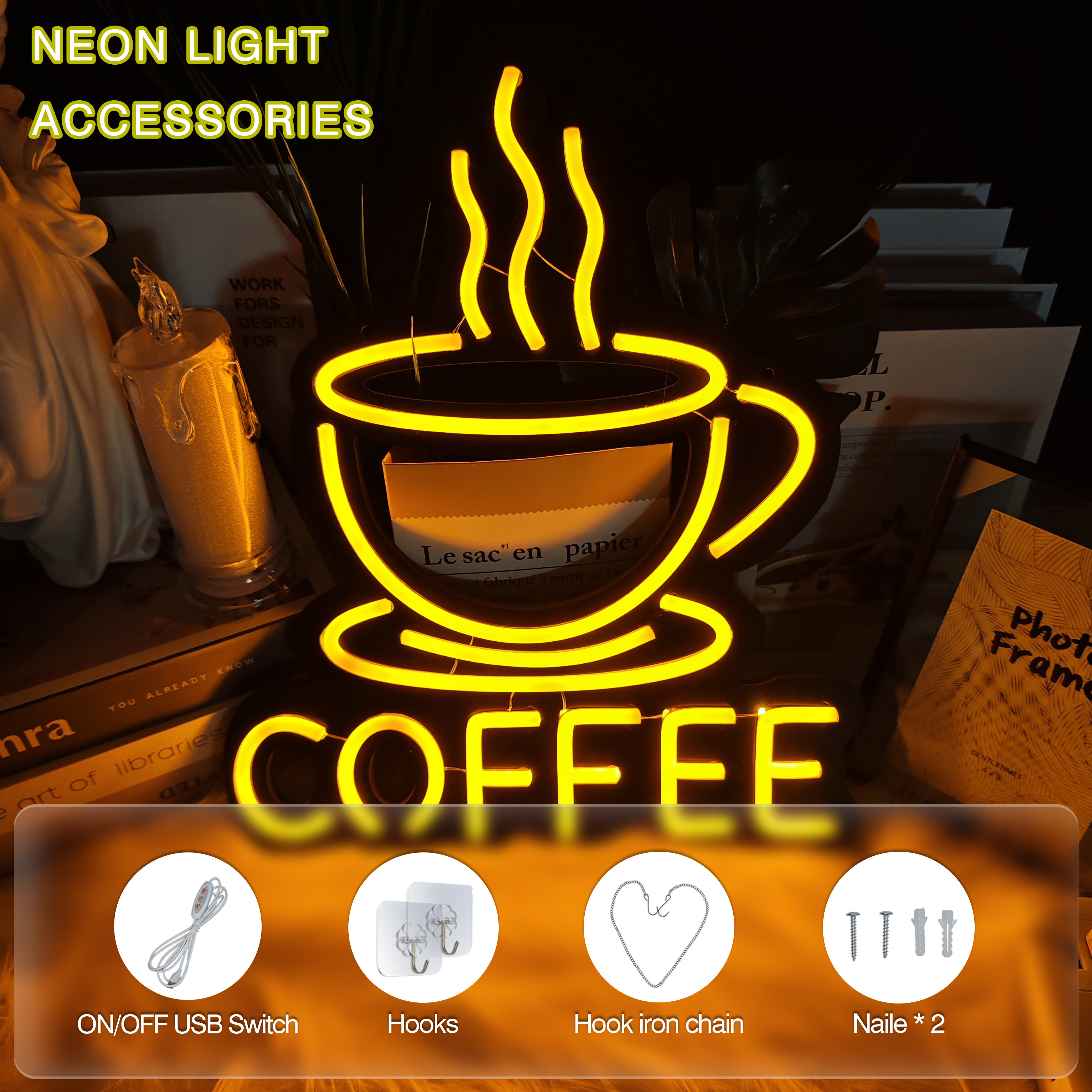 1 pc Bright coffee LED neon si - đánh giá và giá Coffee Tea Neon Sign