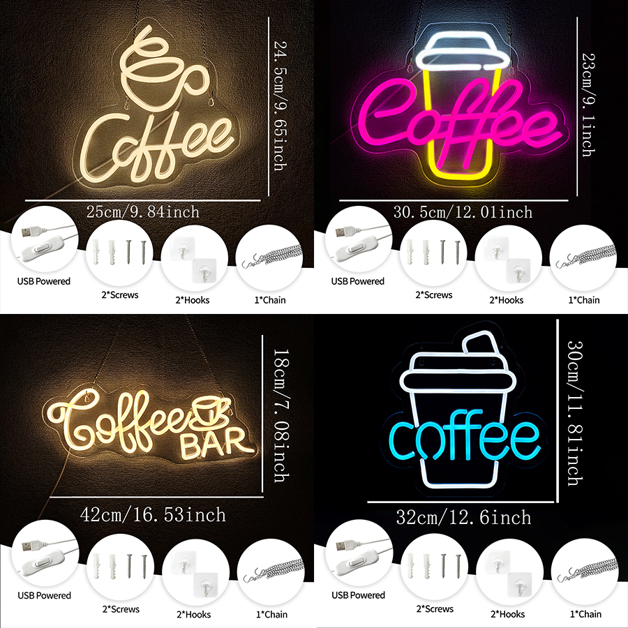Coffee Bar Neon Sign For Wall  - đánh giá và giá Coffee Tea Neon Sign