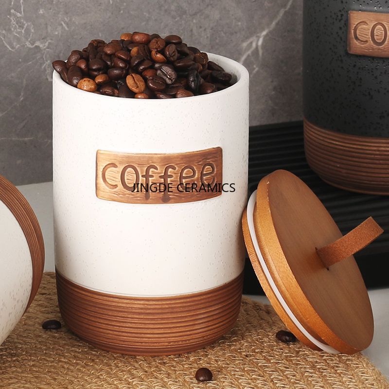 1pc Ceramic sealed jar Coffee  - đánh giá và giá Coffee Tea Sugar Canister Set