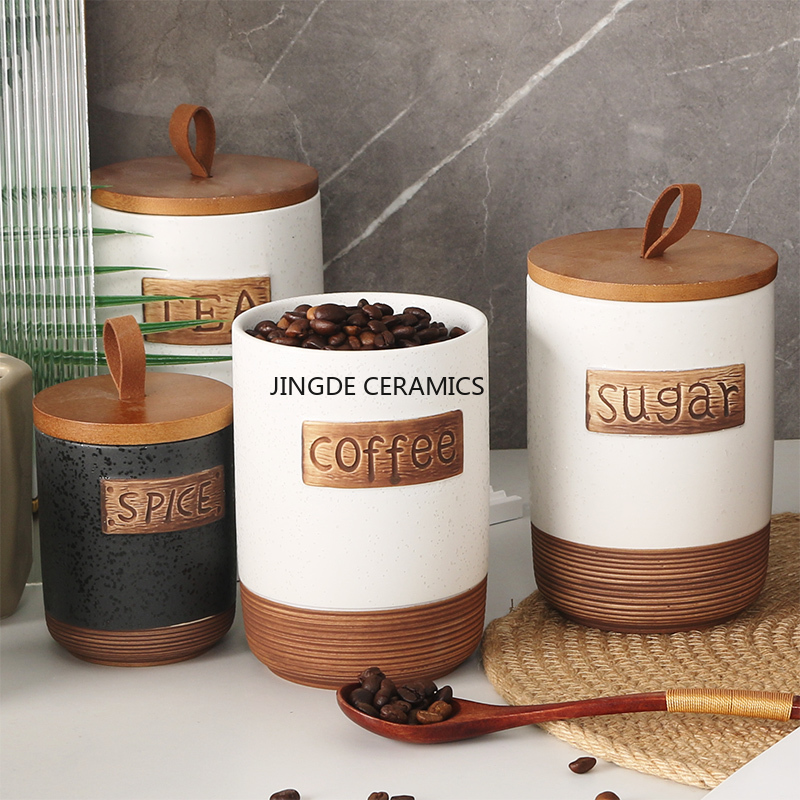 1pc Ceramic sealed jar Coffee  - đánh giá và giá Coffee Tea Sugar Canister Set