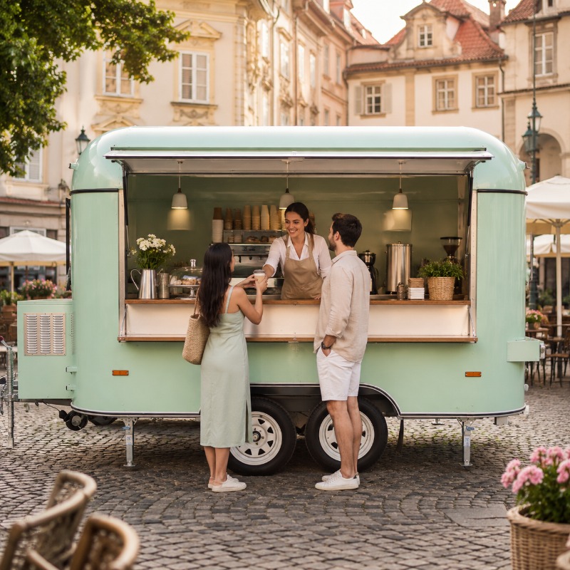 Food Truck Trailer Street Cate - đánh giá và giá Coffee Tea Van