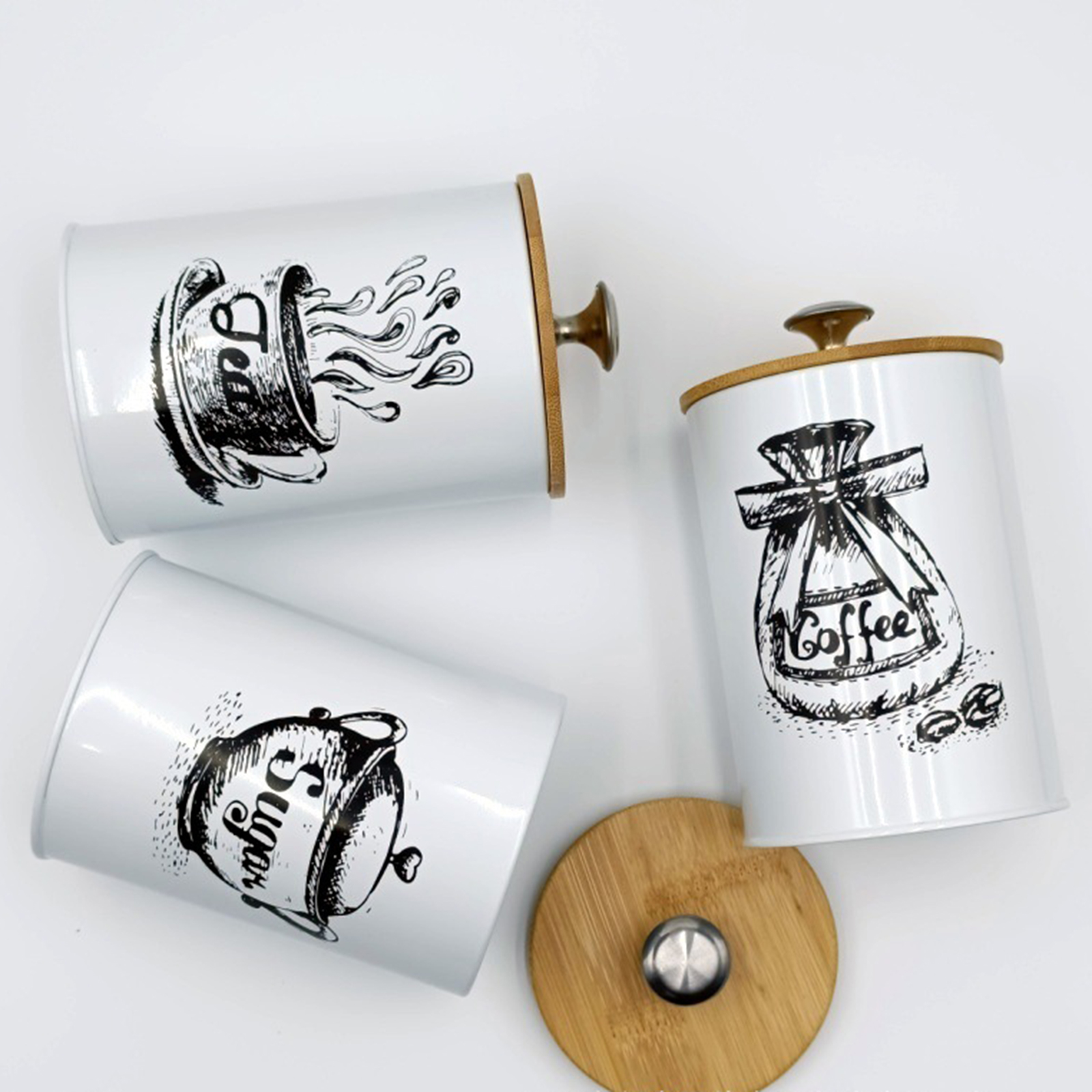 3Pcs Sealed Coffee Canister Se - đánh giá và giá Coffee Tea Sugar Canister Set