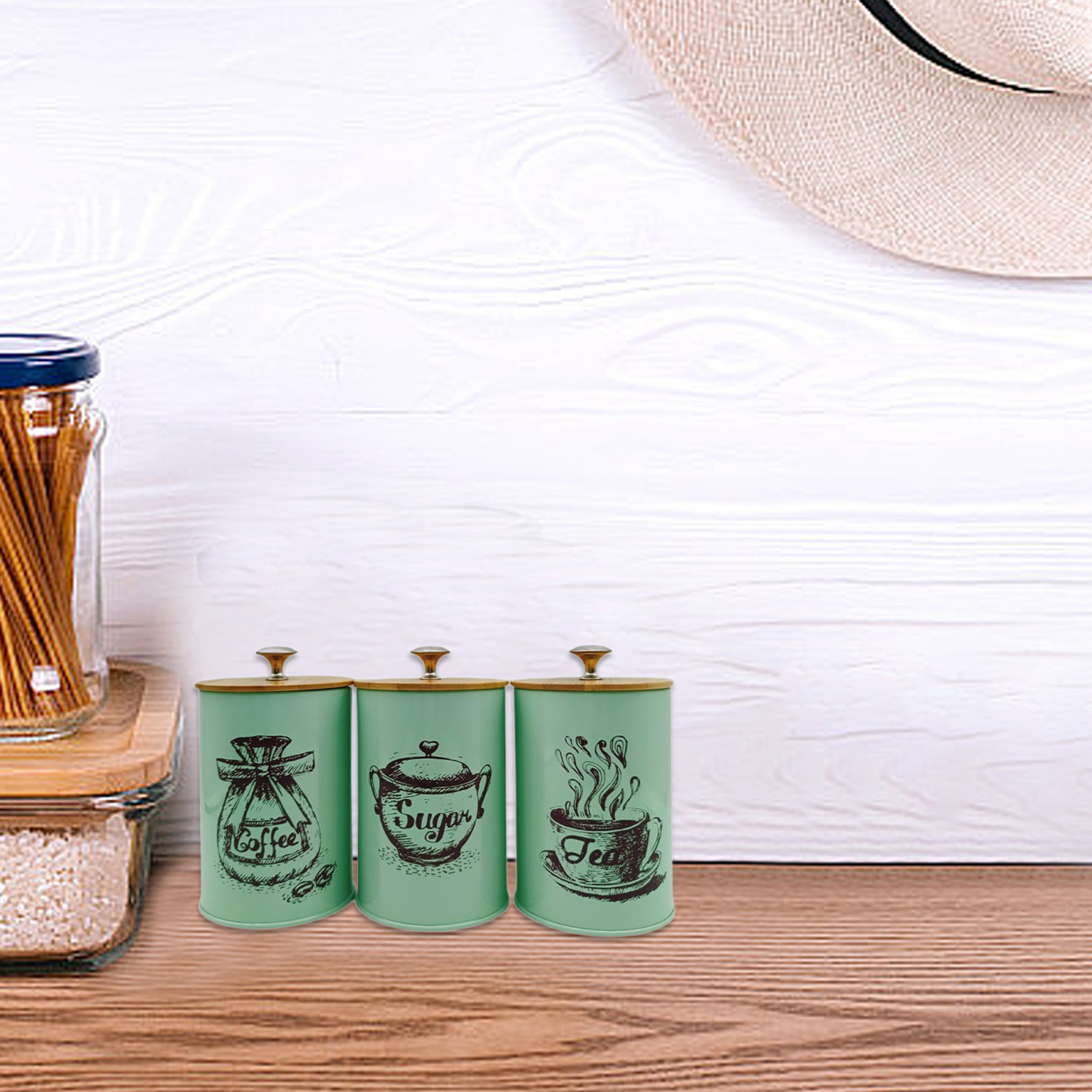3Pcs Sealed Coffee Canister Se - đánh giá và giá Coffee Tea Sugar Canister Set