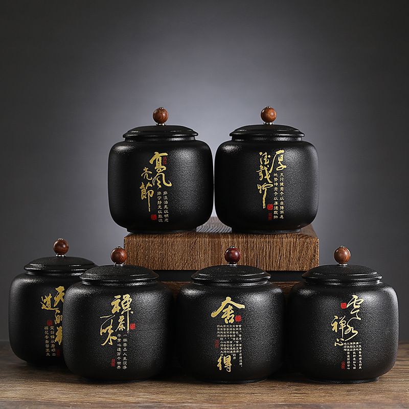 Black Ceramic Sealed tea can G - đánh giá và giá Coffee Tea Font