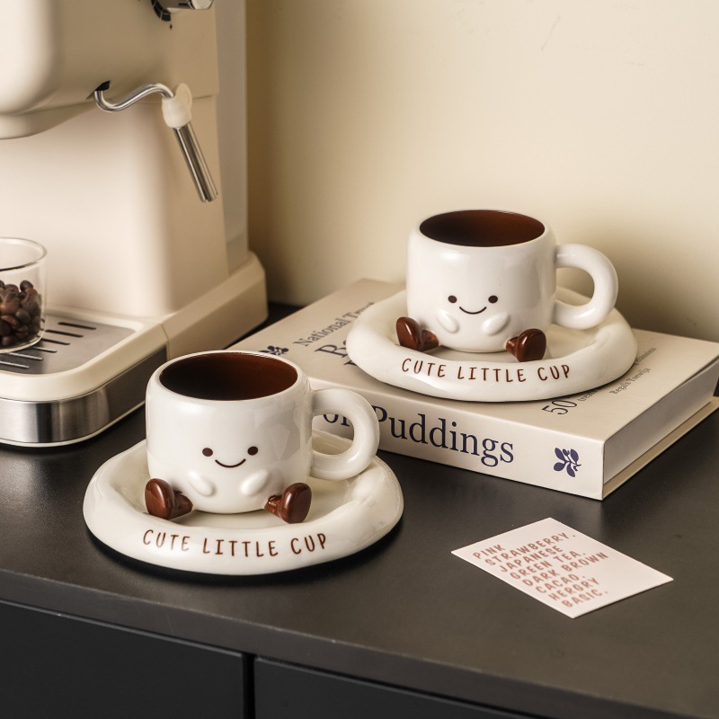 Cute Smiley Ceramic Mug Set wi - đánh giá và giá Coffee Tea Latte