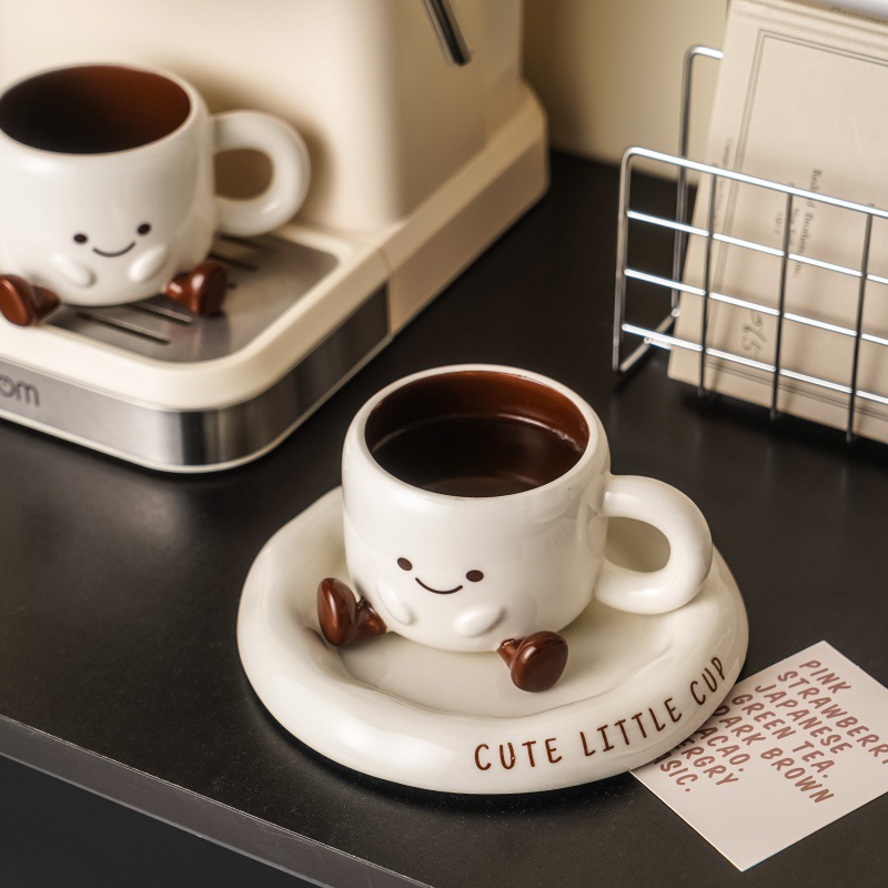 Cute Smiley Ceramic Mug Set wi - đánh giá và giá Coffee Tea Latte