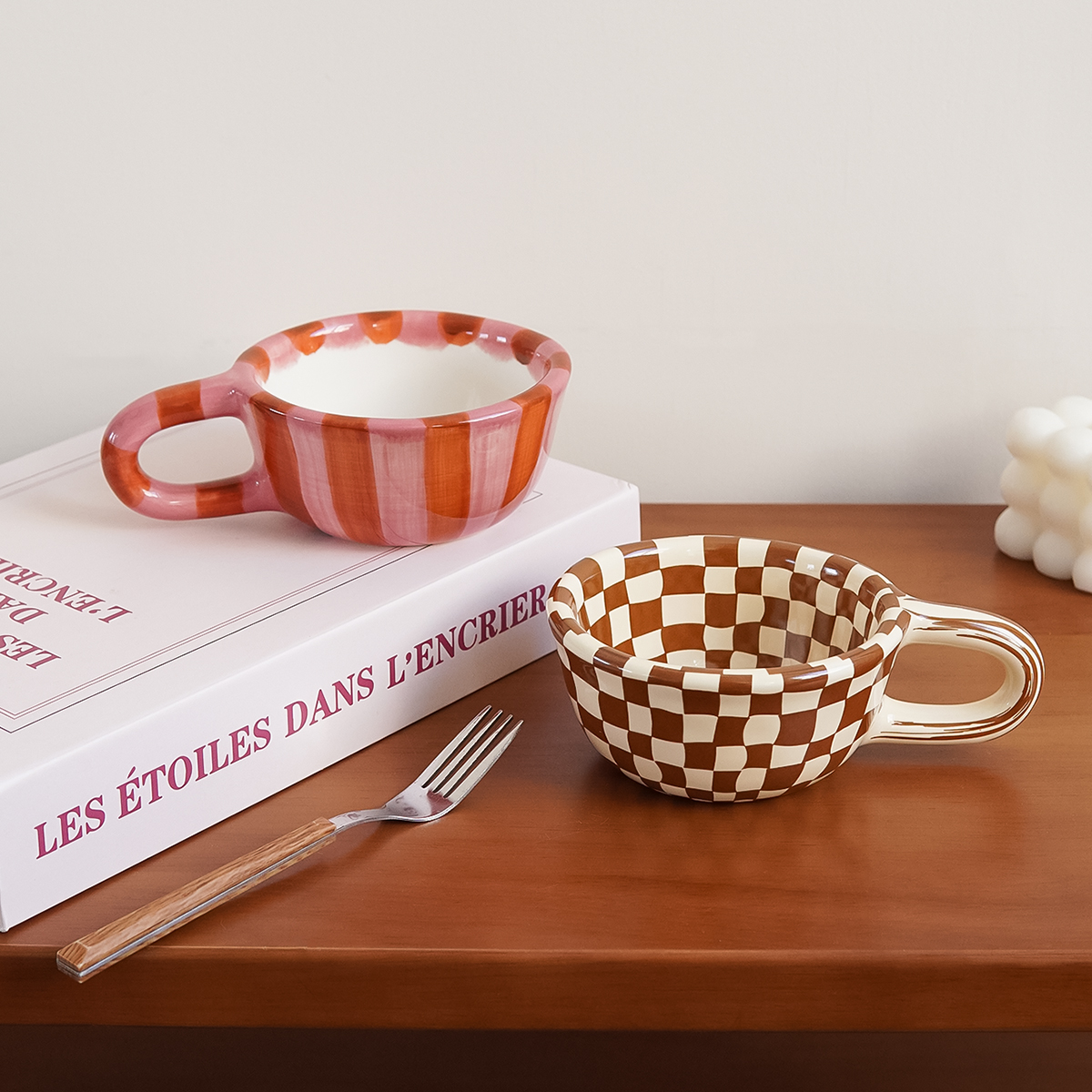 1Pc 220ml Checkerboard Ceramic - đánh giá và giá Coffee Tea Latte