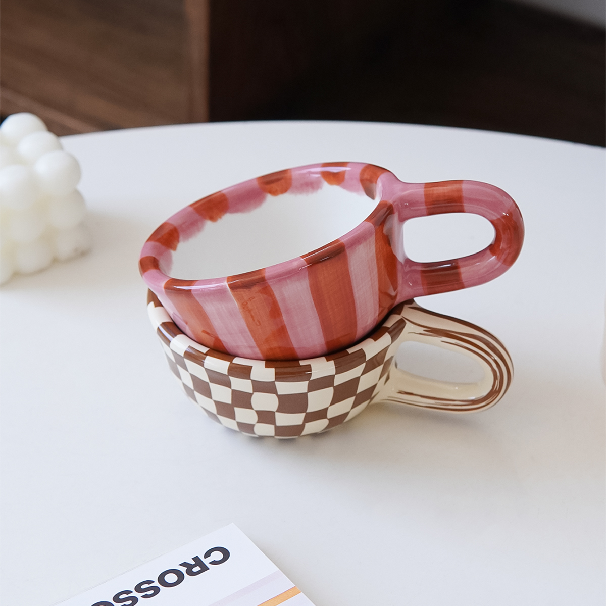 1Pc 220ml Checkerboard Ceramic - đánh giá và giá Coffee Tea Latte