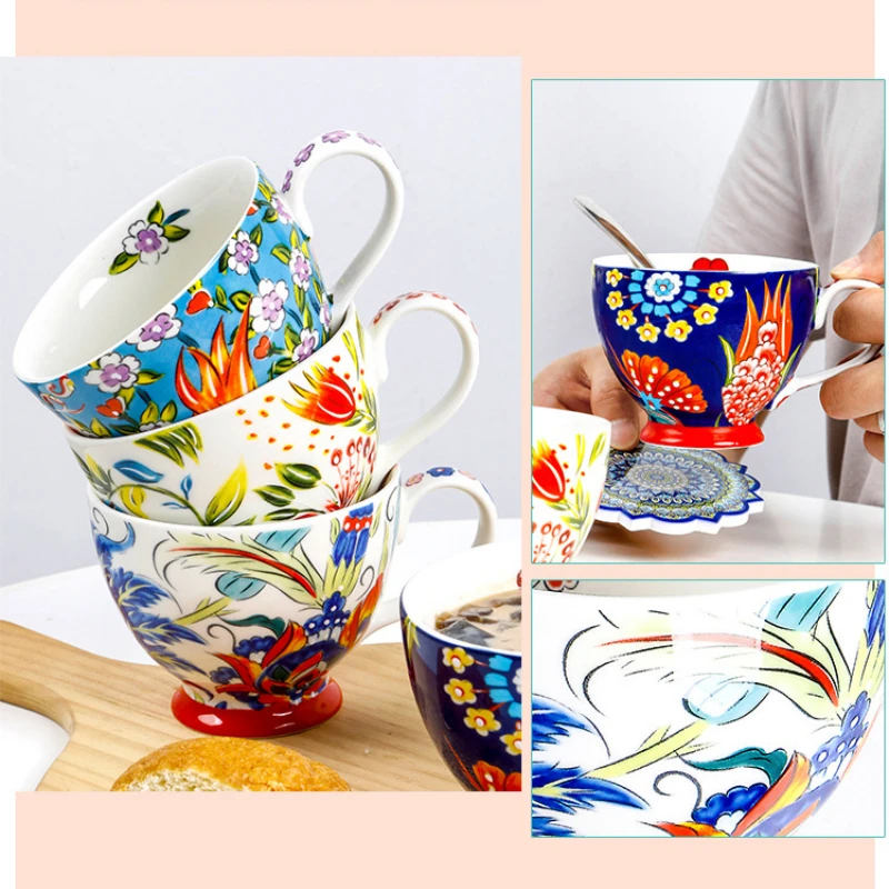 Colored Flower Ceramic Breakfa - đánh giá và giá Coffee Tea Latte