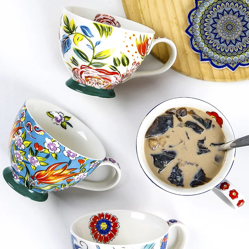Colored Flower Ceramic Breakfa - đánh giá và giá Coffee Tea Latte