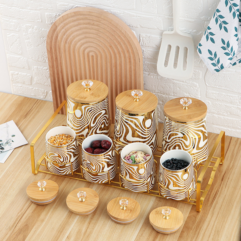 Set of 7 Color Glazed Ceramic  - đánh giá và giá Coffee Tea Sugar Canister Set