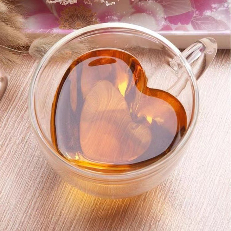 Heart Love Shaped Glass Mug Do - đánh giá và giá Lemon Tea Coffee