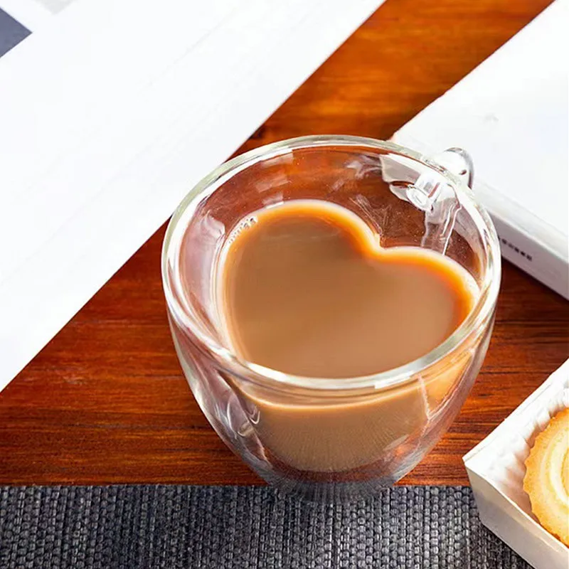 Heart Love Shaped Glass Mug Do - đánh giá và giá Lemon Tea Coffee