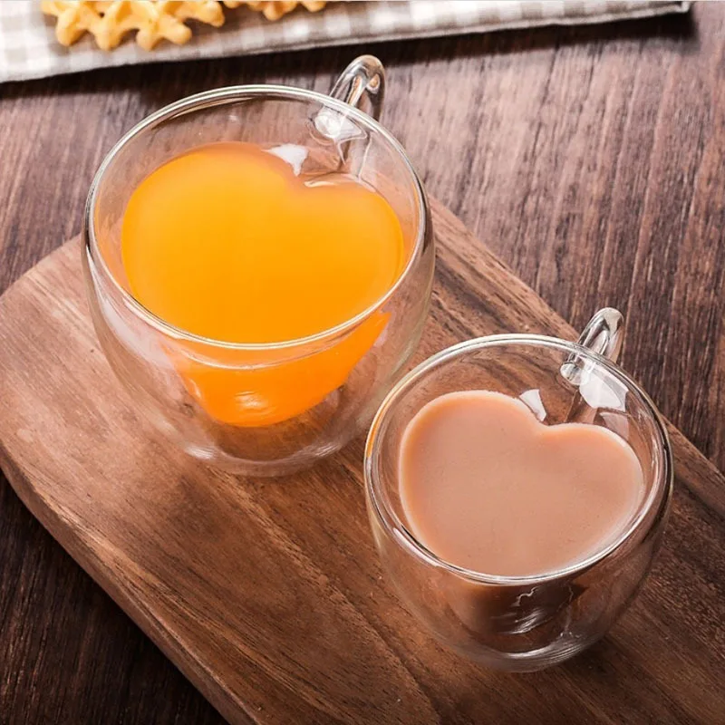 Heart Love Shaped Glass Mug Do - đánh giá và giá Lemon Tea Coffee
