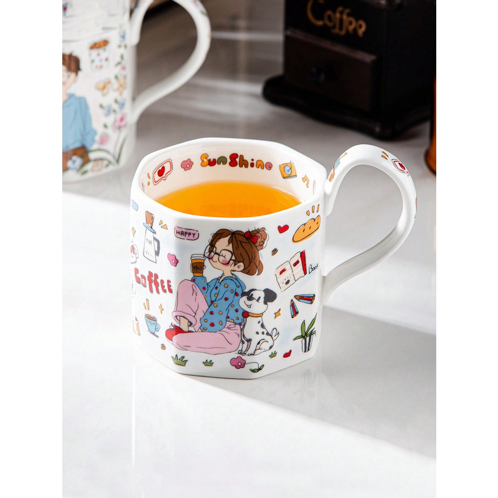 1pc Hand-Painted Cartoon Ceram - đánh giá và giá Draw Coffee And Tea