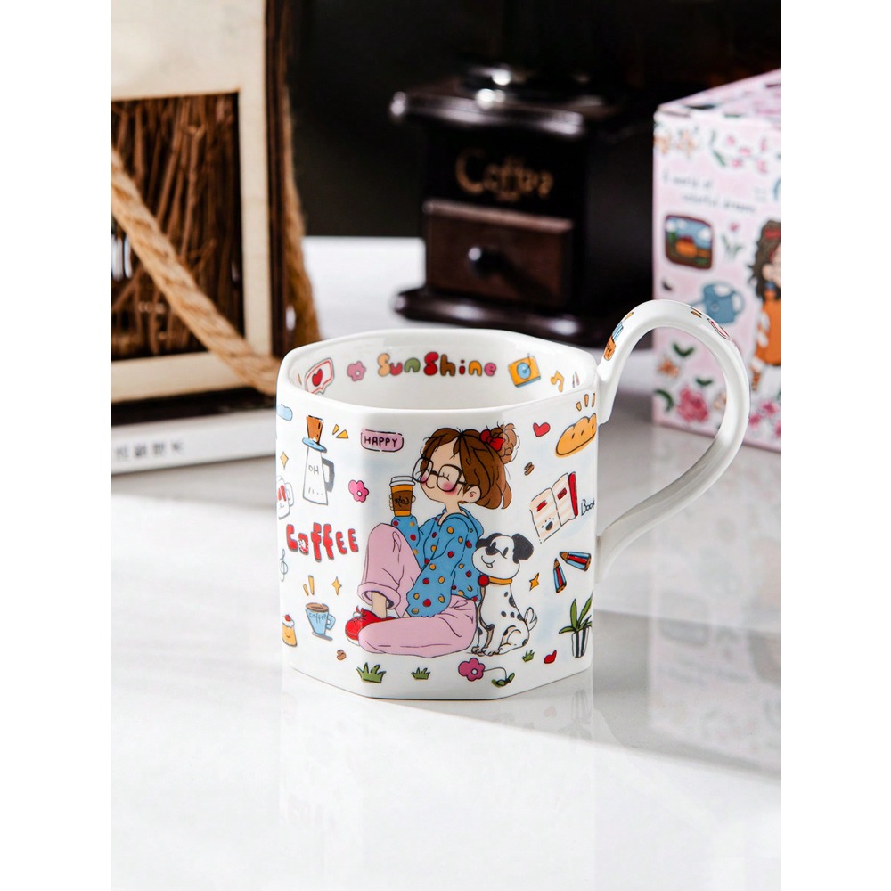 1pc Hand-Painted Cartoon Ceram - đánh giá và giá Draw Coffee And Tea